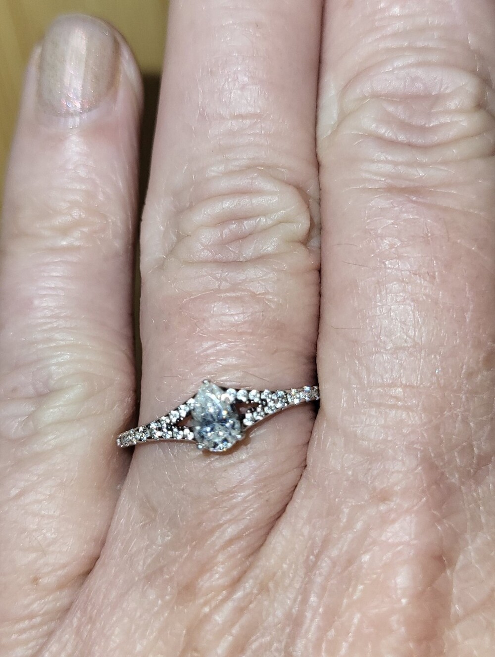 925 Sterling Silver & Moissanite Halo Engagement Ring - White Sz8